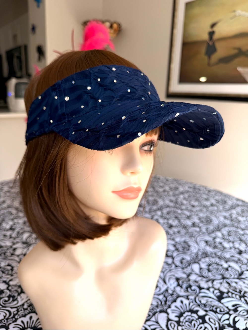 Something Special LA Navy Sequin Metallic Adjustable Sport Visor